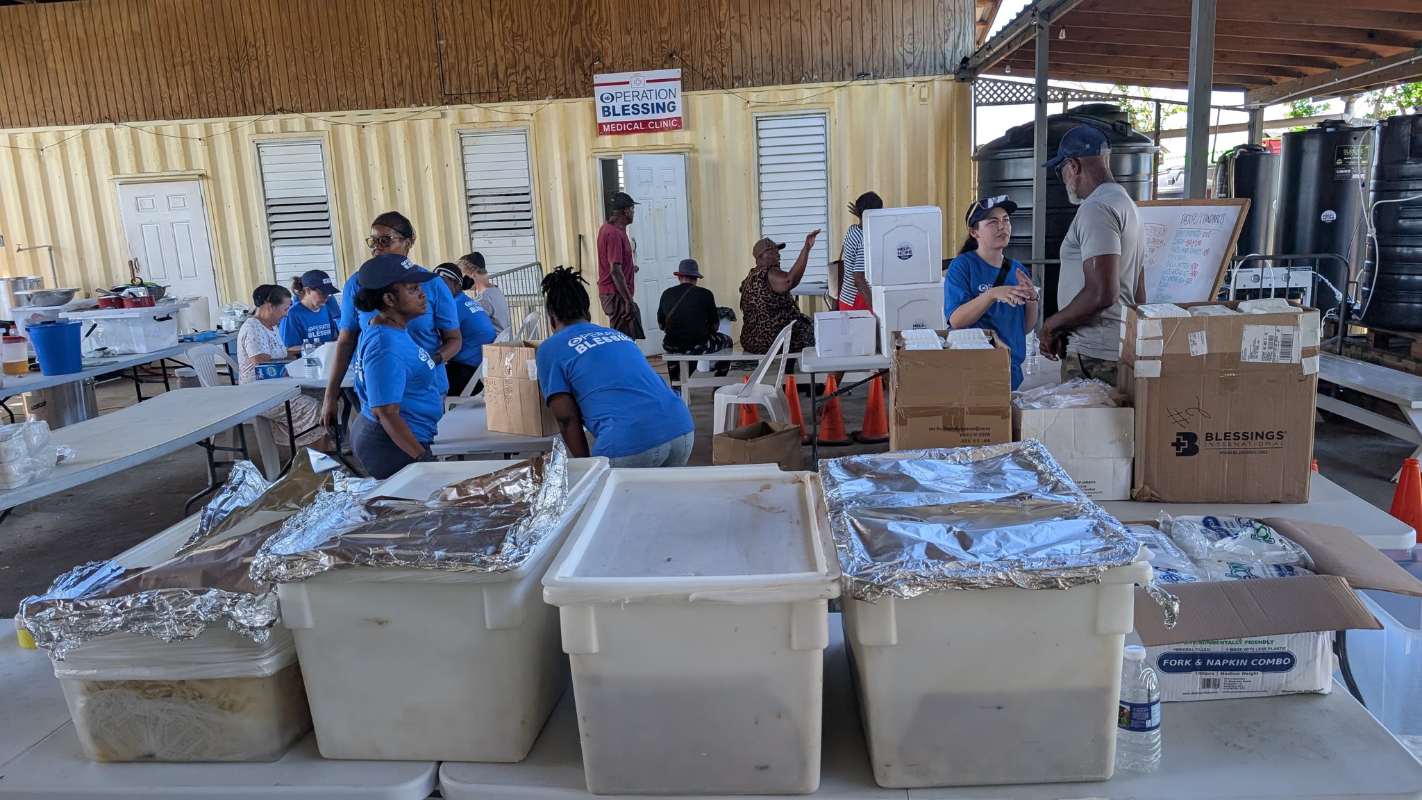 Volunteers working